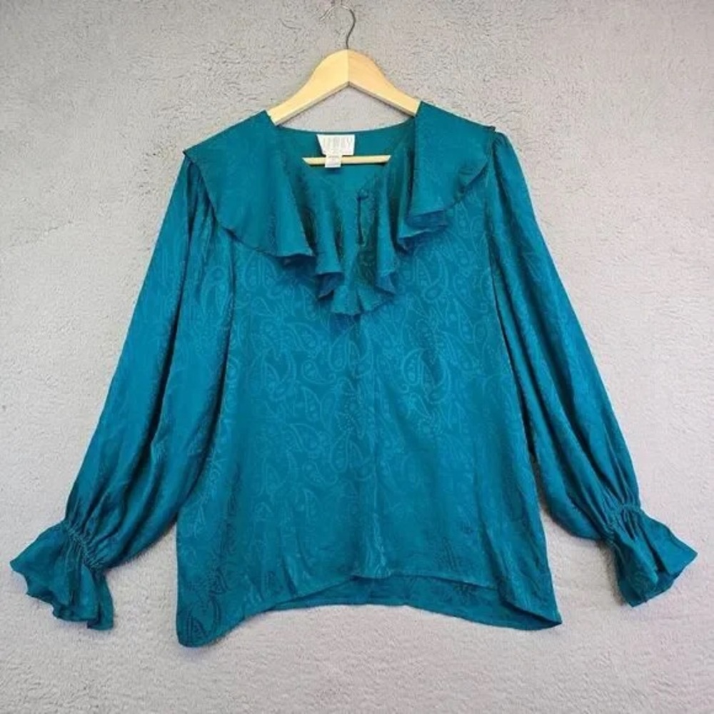 Teal Ruffle Blouse